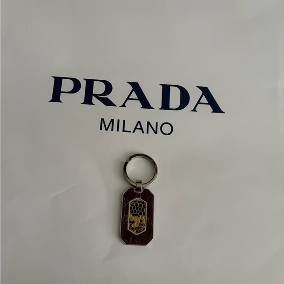 Prada Exotic Skins with Stainless Steel Keychain